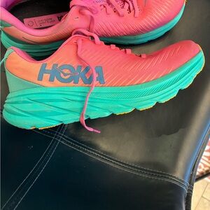Hoka Vibrant Pink and teal Sneakers